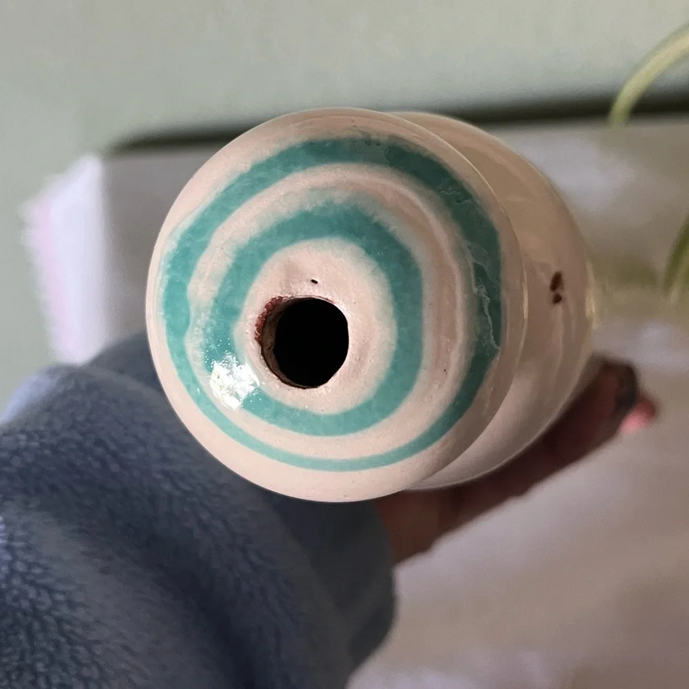 Anthropologie Ceramic Rolling Pin Aqua Chevron Water Fill 13” Discontinued Baker